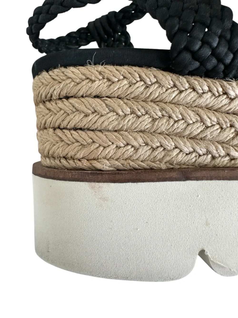 Bibi Lou Ariel Woven Platform Sandals Black Braided Espadrille Size 40/9
